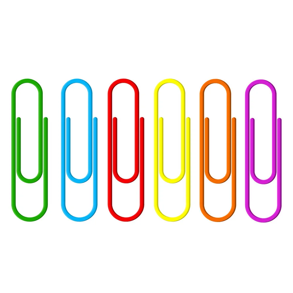 1000 Paper Clips 33mm Vinyl Coated Assorted Colors Crafts Home School Office Lot