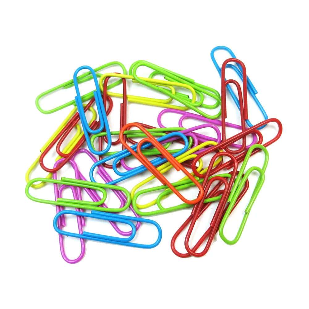 1000 Paper Clips 33mm Vinyl Coated Assorted Colors Crafts Home School Office Lot