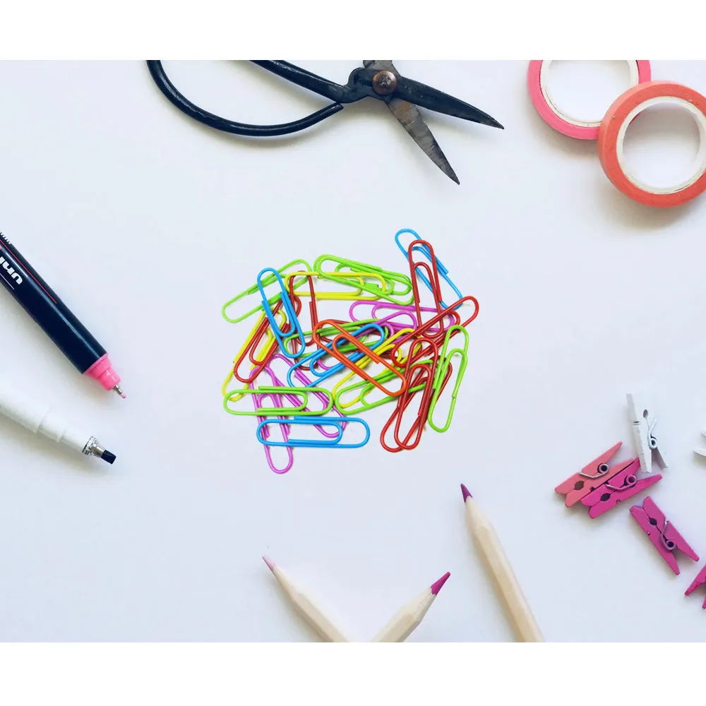 1000 Paper Clips 33mm Vinyl Coated Assorted Colors Crafts Home School Office Lot