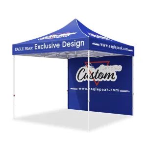 10x10 Alpine Custom Commercial Canopy High Peak Frame with Logo, 1 Wall Panel