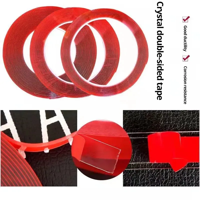 2pc Red Film Double Sided Tape High Temp Resistant Waterproof Strong Adhesion