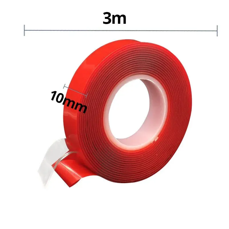 2pc Red Film Double Sided Tape High Temp Resistant Waterproof Strong Adhesion