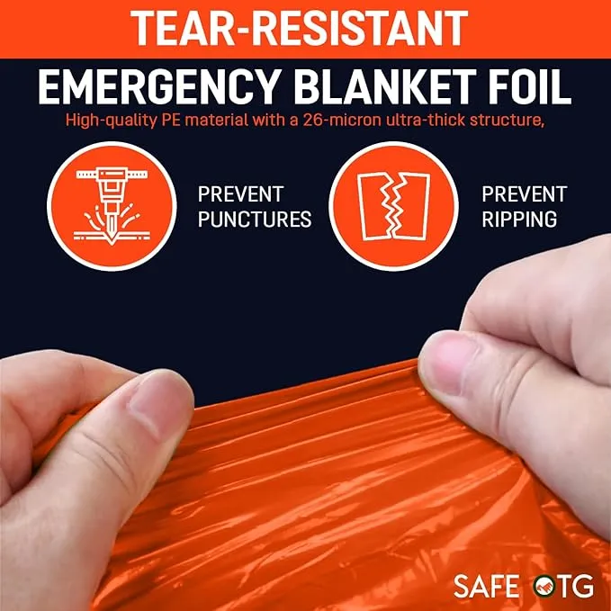 4 Pack Emergency Mylar Thermal Blankets Orange Foil Space Blanket for Outdoor Hiking Camping Shelter Car First Aid Travel Gear Equipment Survival Kit, B04-O, Full