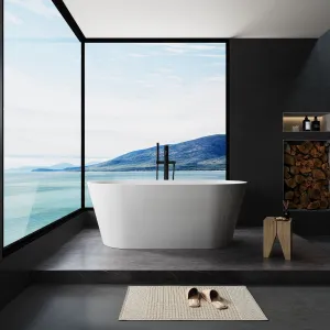 55.12" x 31.1" Acrylic Freestanding Bathtub, Contemporary Soaking Tub With Chrome Overflow And Drain I Cupc Certified For Quality Assurance, 22A02-55 - Glossy White by Couch.com
