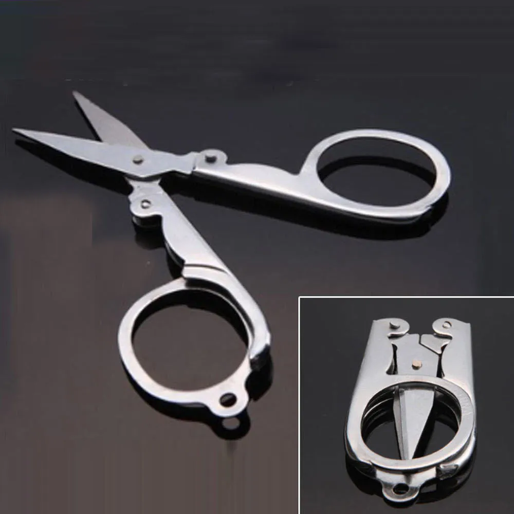 6 Pc Stainless Steel Folding Pocket Travel Small Cutter Crafts Sewing Scissors