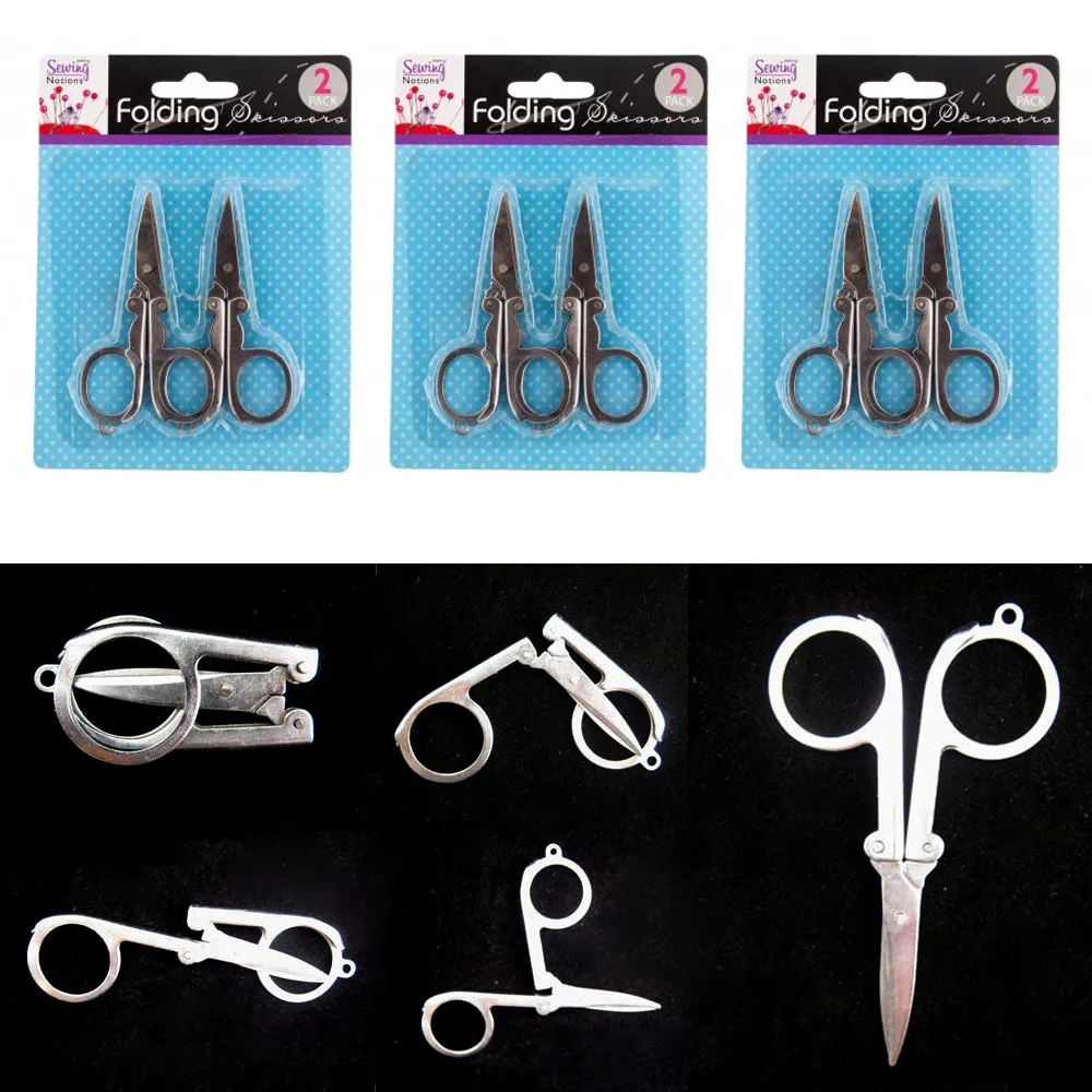 6 Pc Stainless Steel Folding Pocket Travel Small Cutter Crafts Sewing Scissors