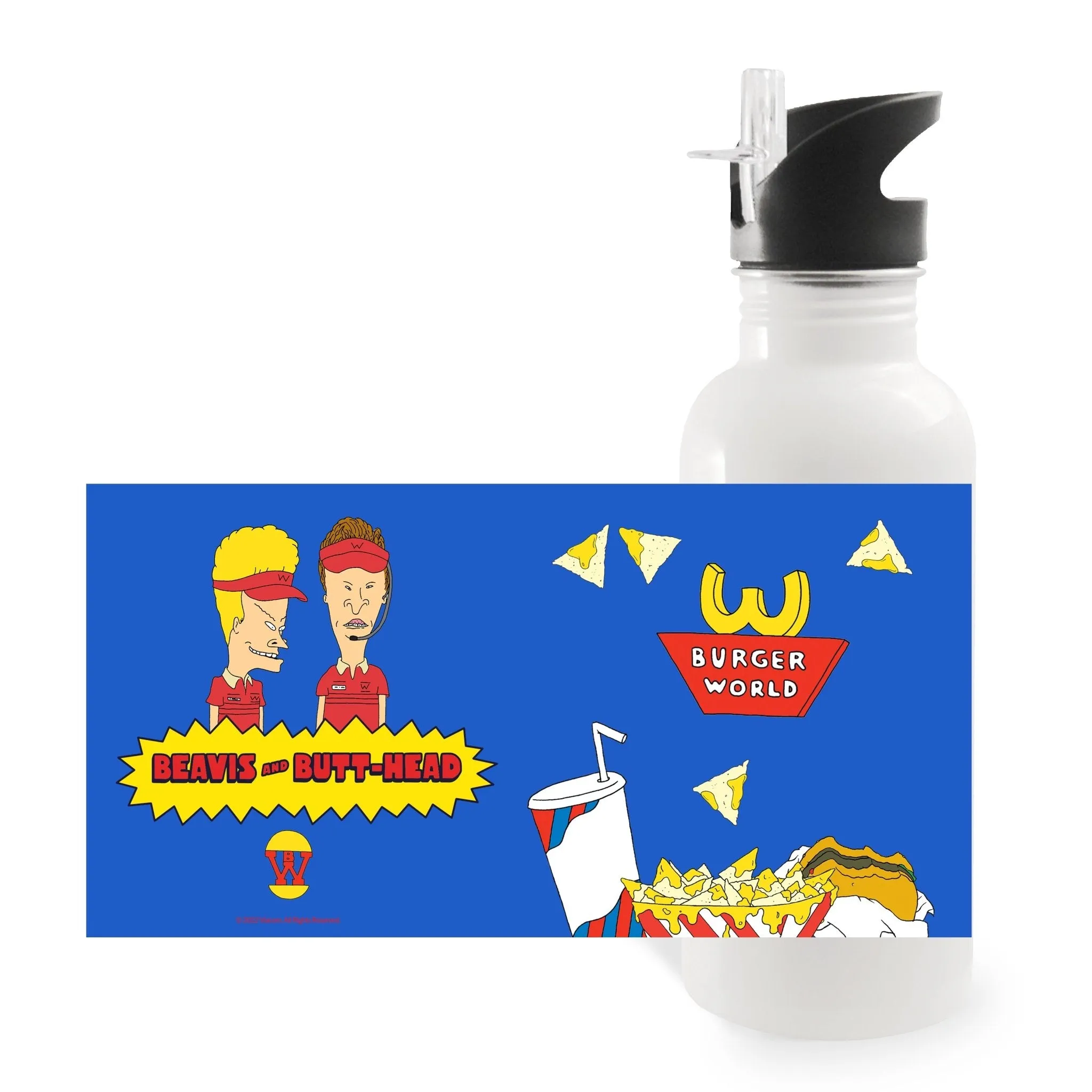 Beavis and Butt-Head Burger World 20 oz Screw Top Water Bottle with Straw