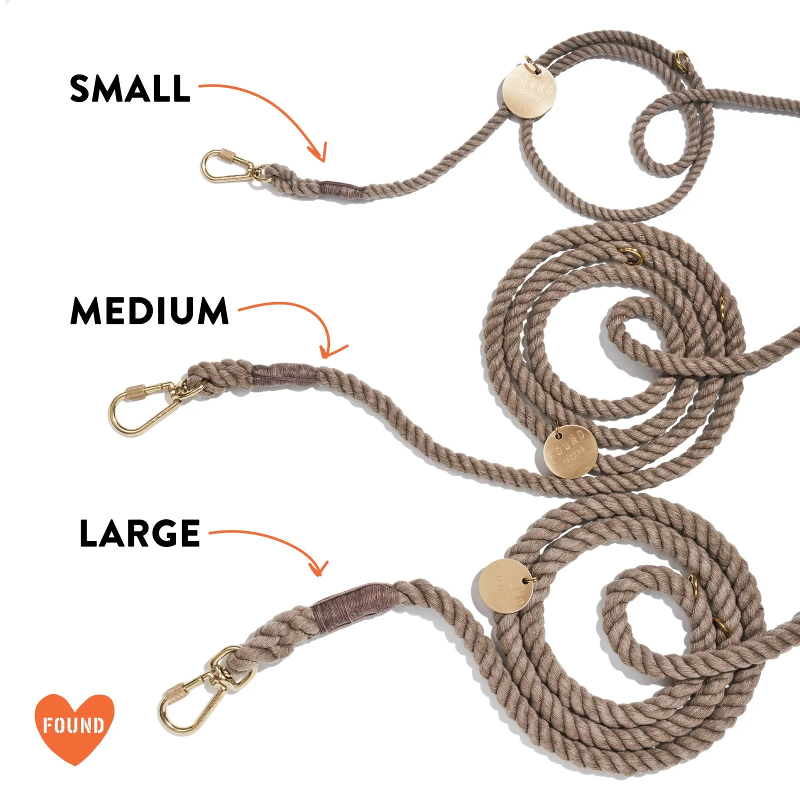 Dark Tan Rope Dog Leash, Adjustable