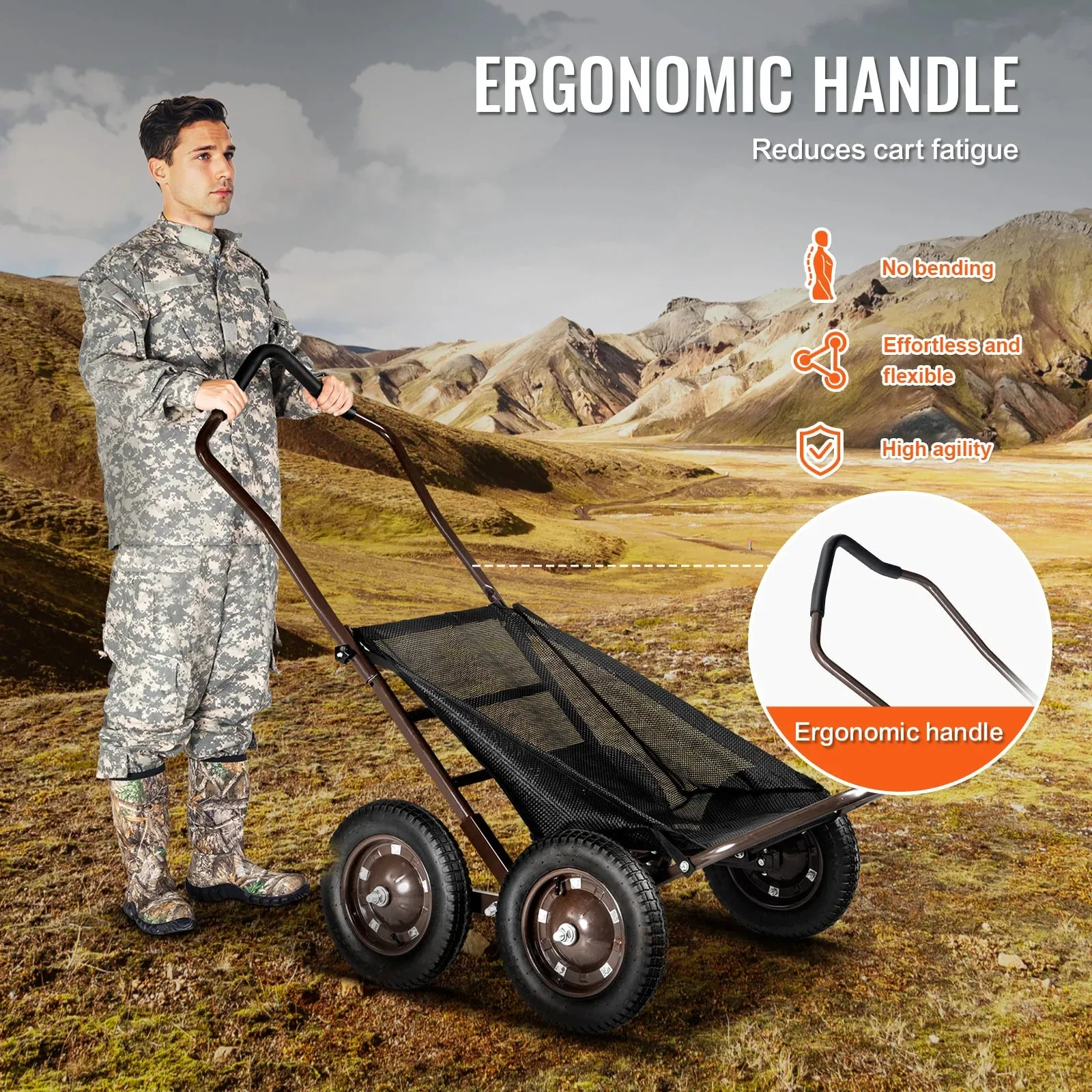 Folding Heavy-Duty Utility Deer Cart For Hunting Fishing