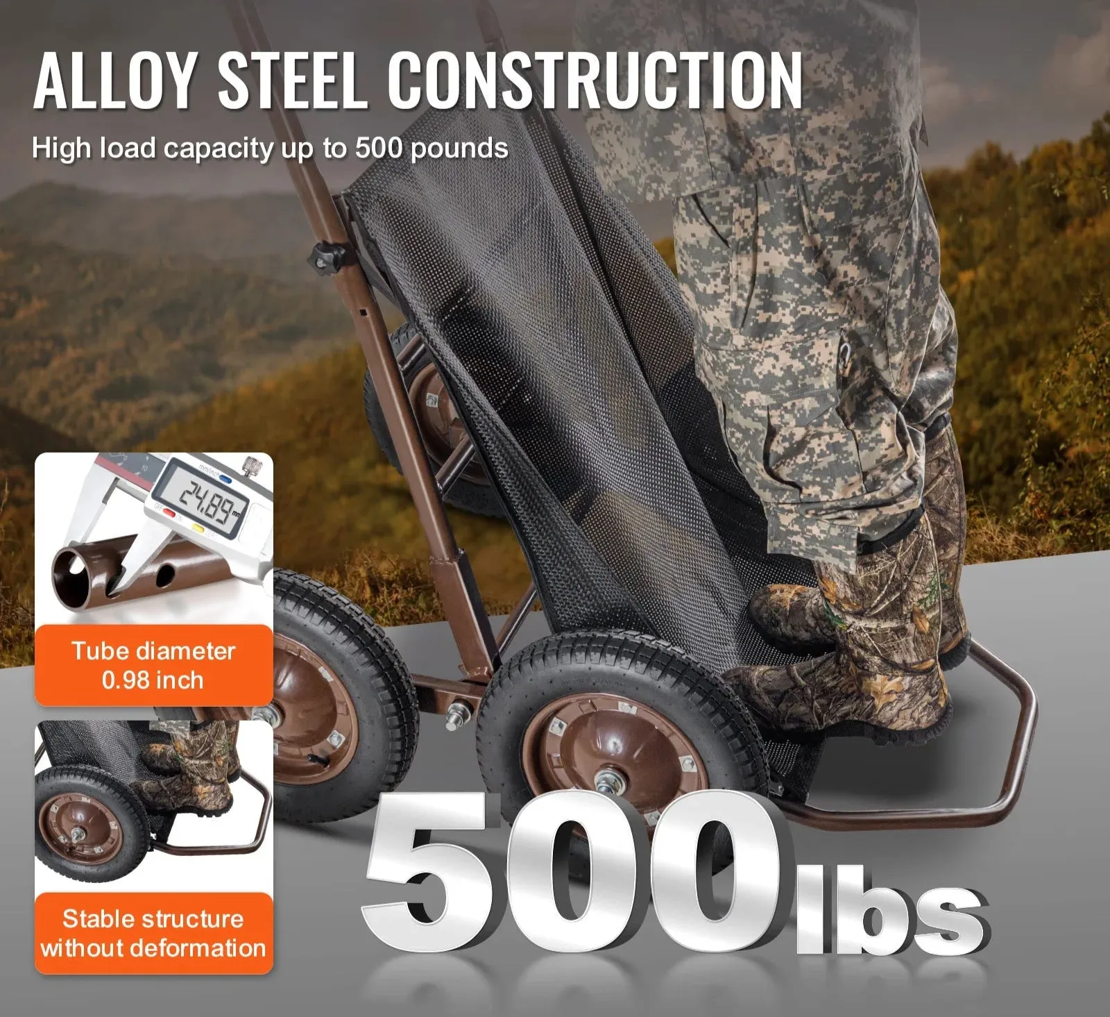 Folding Heavy-Duty Utility Deer Cart For Hunting Fishing
