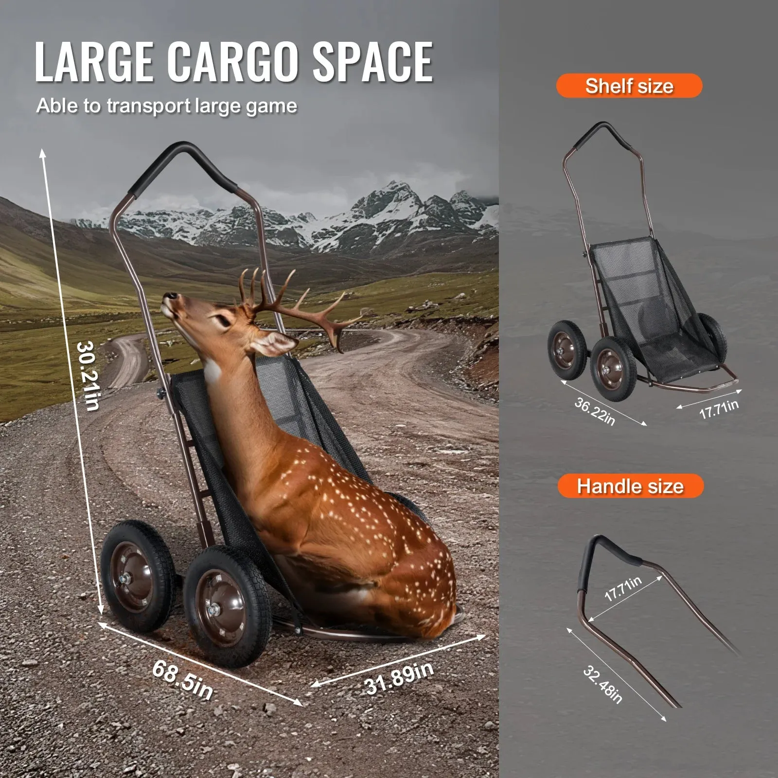 Folding Heavy-Duty Utility Deer Cart For Hunting Fishing