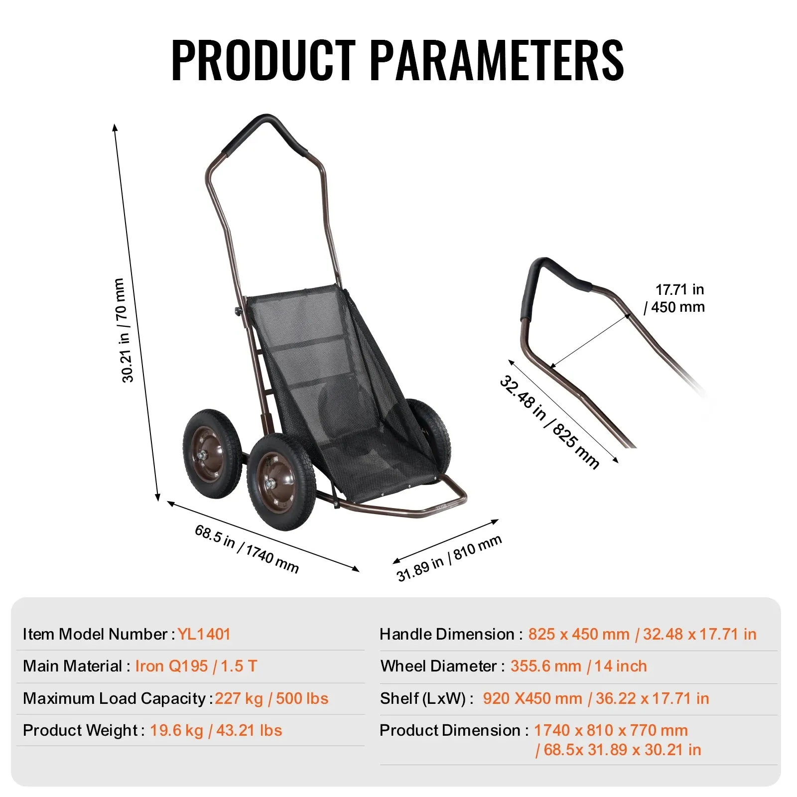 Folding Heavy-Duty Utility Deer Cart For Hunting Fishing