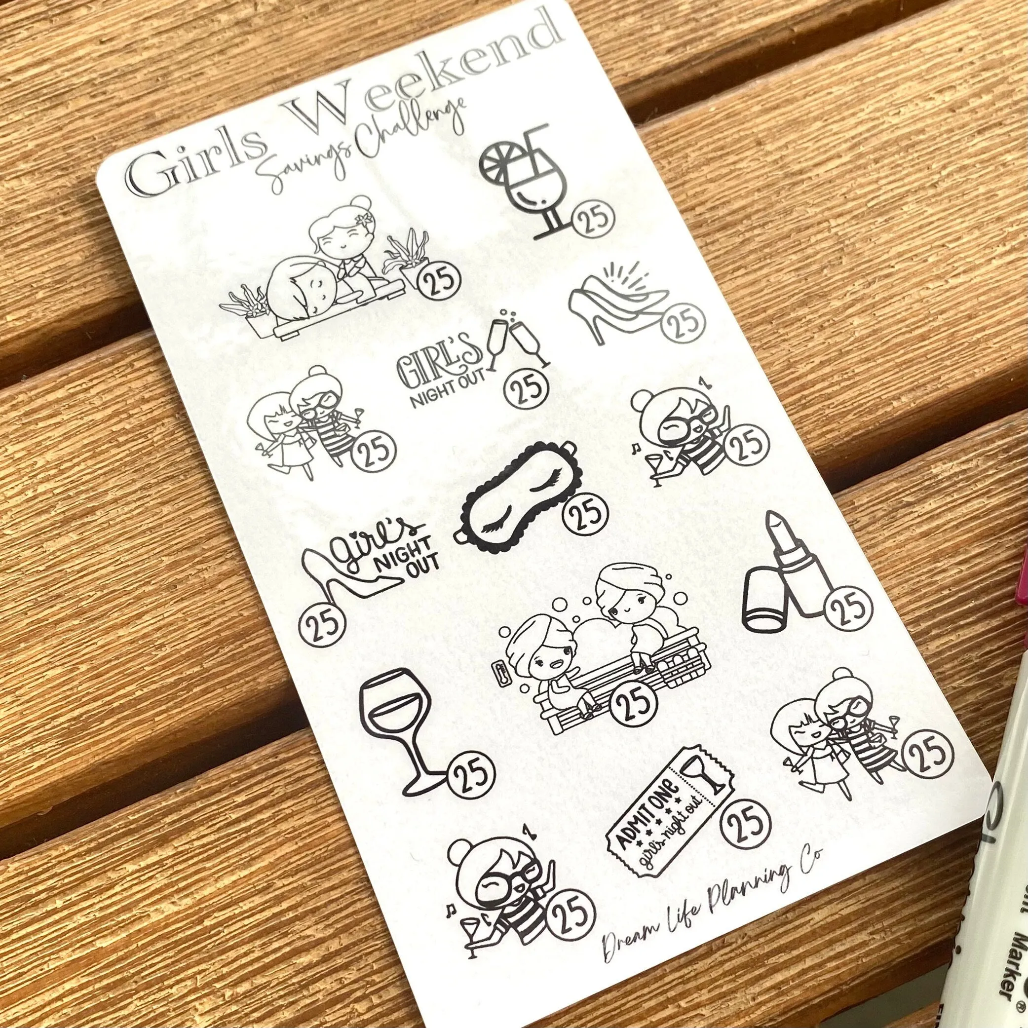 Girls Weekend Savings Challenge Cards