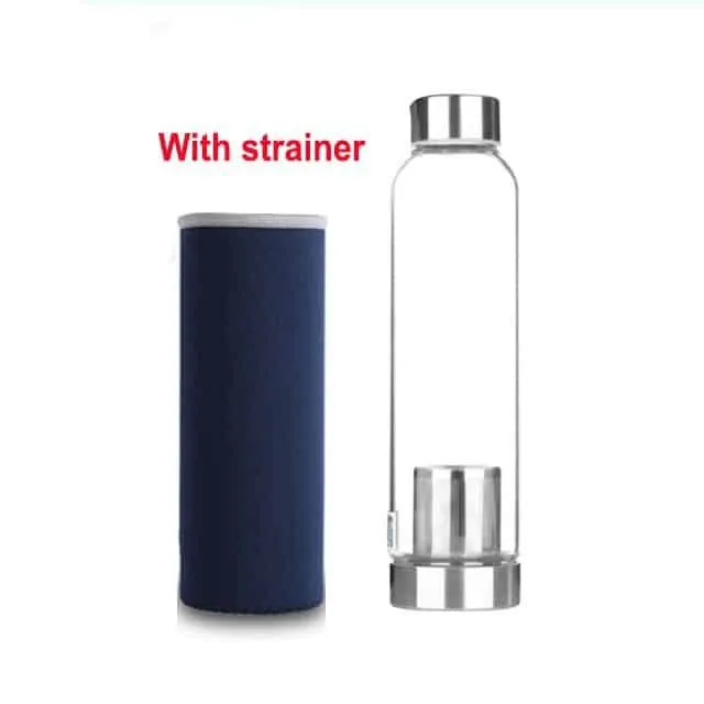 Glass Water Bottle with Stainless Steel Lid