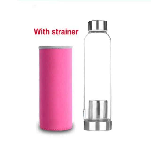 Glass Water Bottle with Stainless Steel Lid