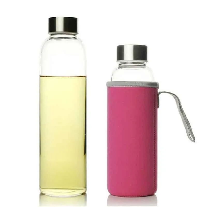 Glass Water Bottle with Stainless Steel Lid