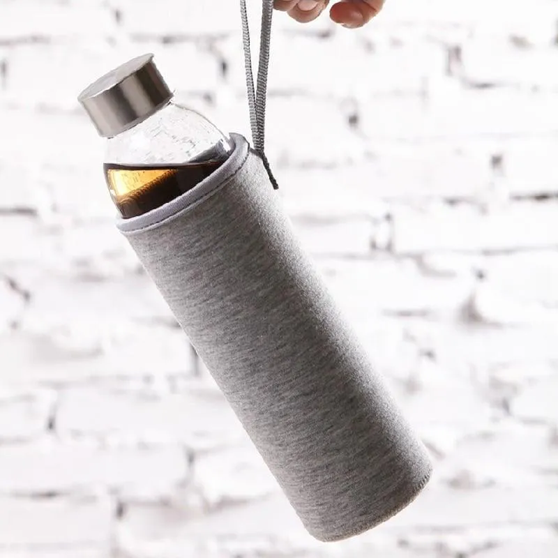 Glass Water Bottle with Stainless Steel Lid