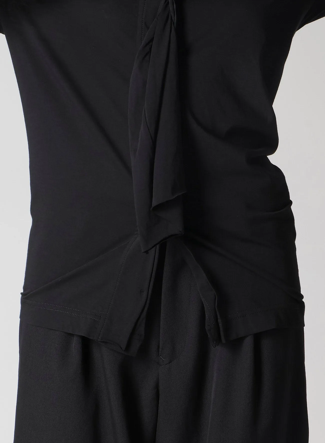 HIGH GAUGE AIRY JERSEY DRAPE DETAIL LONG SLV CD