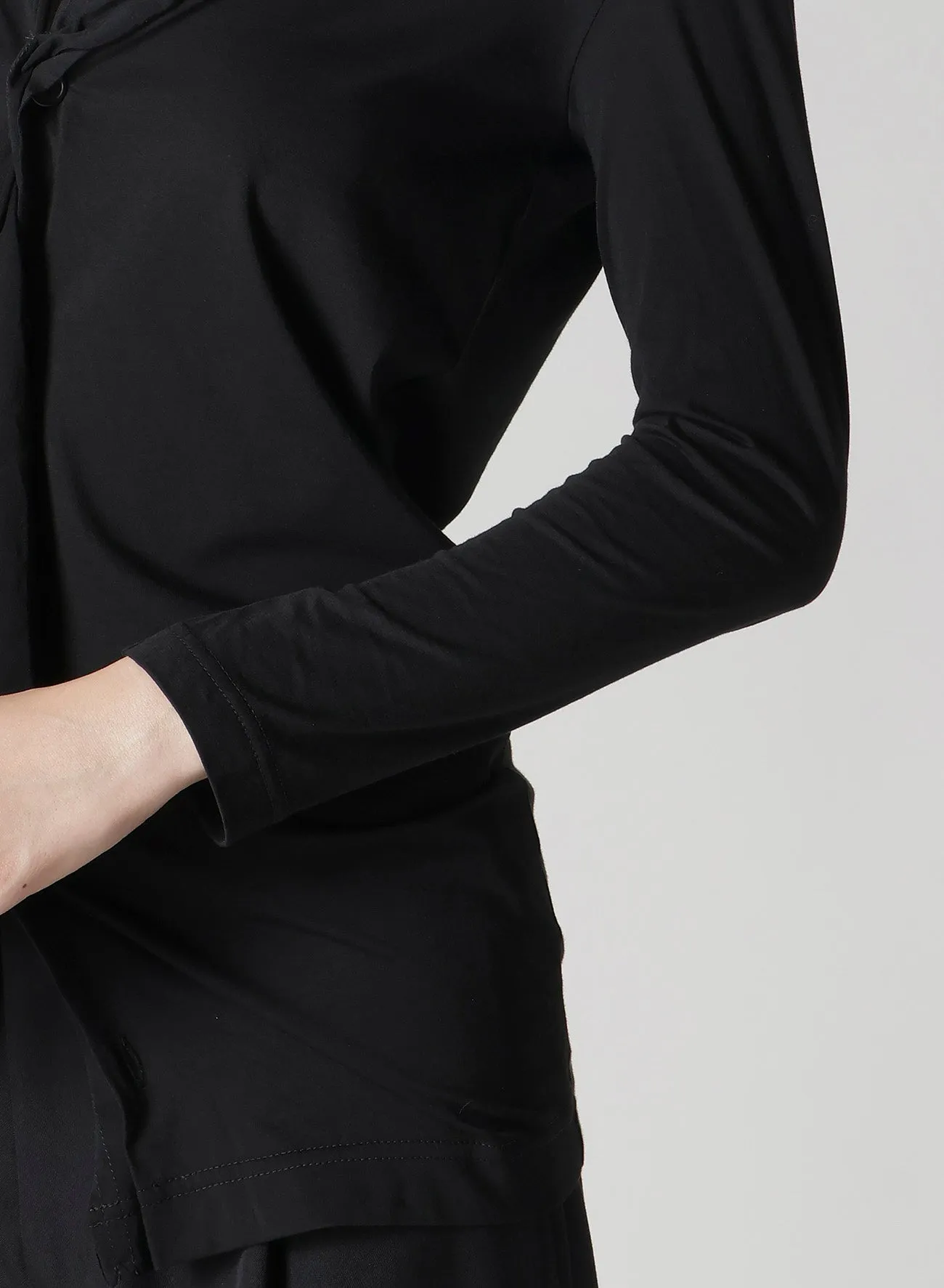 HIGH GAUGE AIRY JERSEY DRAPE DETAIL LONG SLV CD
