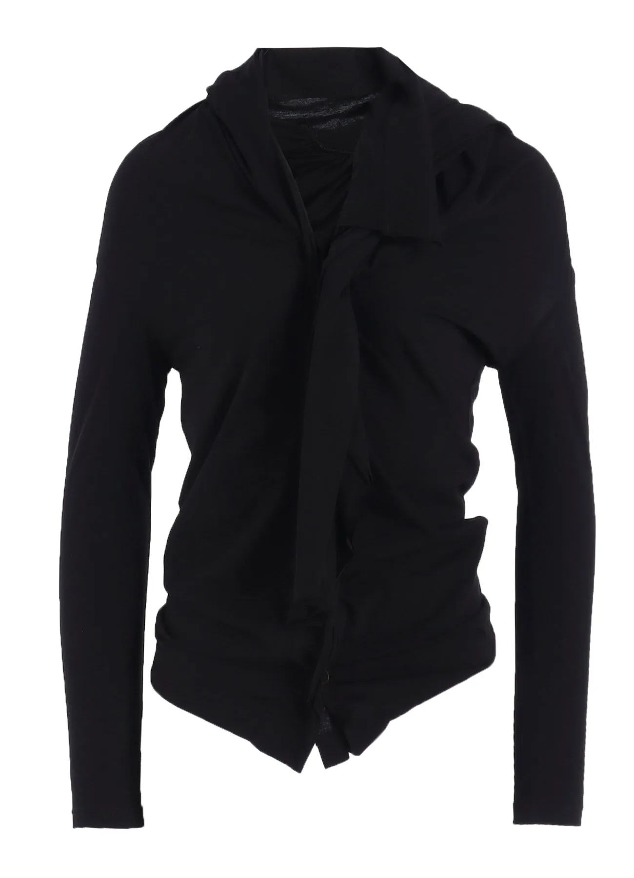 HIGH GAUGE AIRY JERSEY DRAPE DETAIL LONG SLV CD