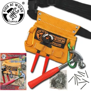 Kids at Work Mini Leather Tool Belt with Tool Set Set 1