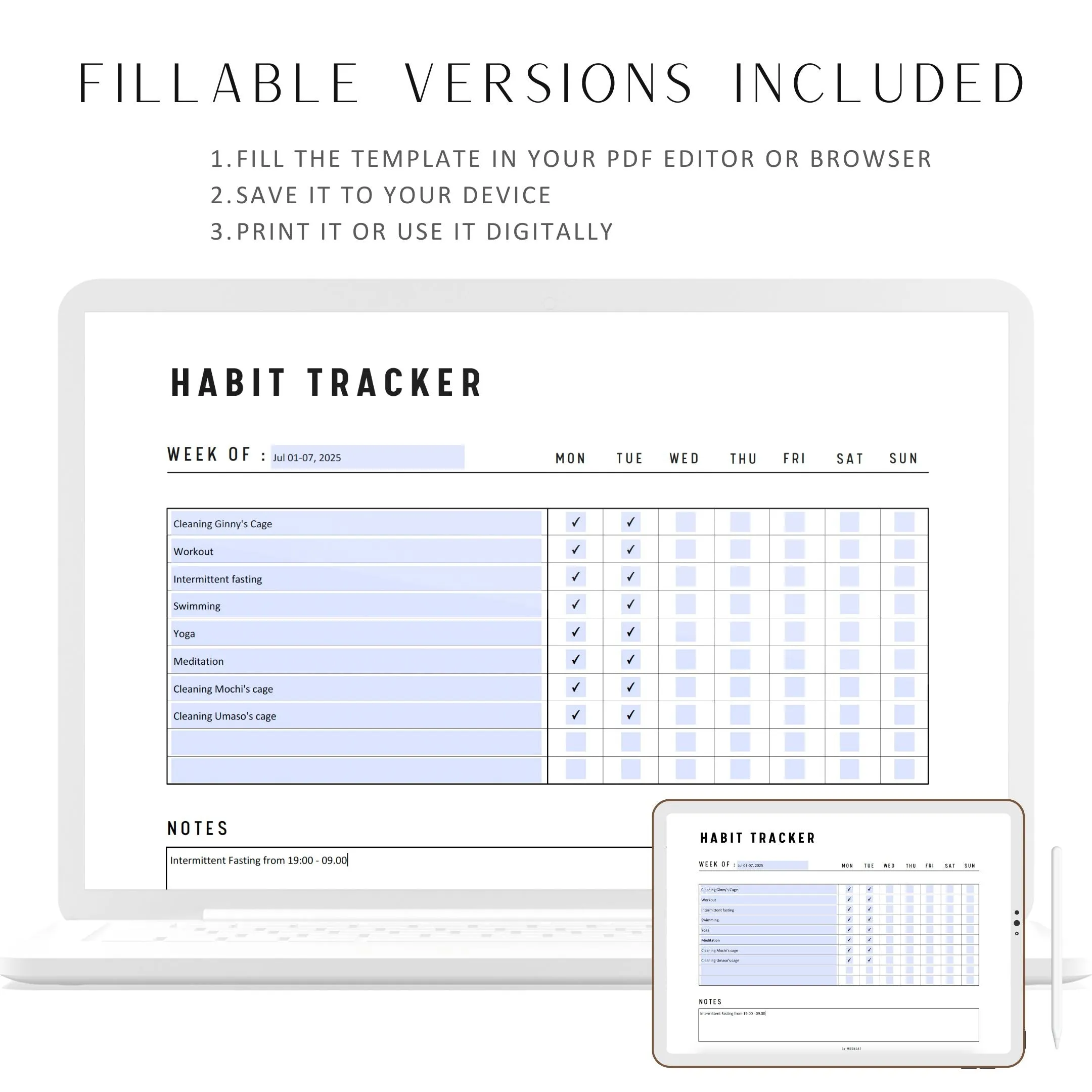 Landscape Weekly Habit Tracker - M043