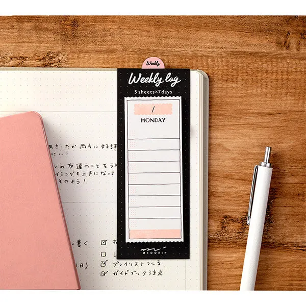 Midori Journal Sticky Notes - Weekly Log - Colourful