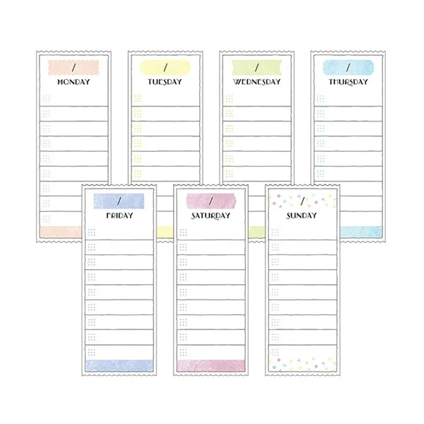Midori Journal Sticky Notes - Weekly Log - Colourful