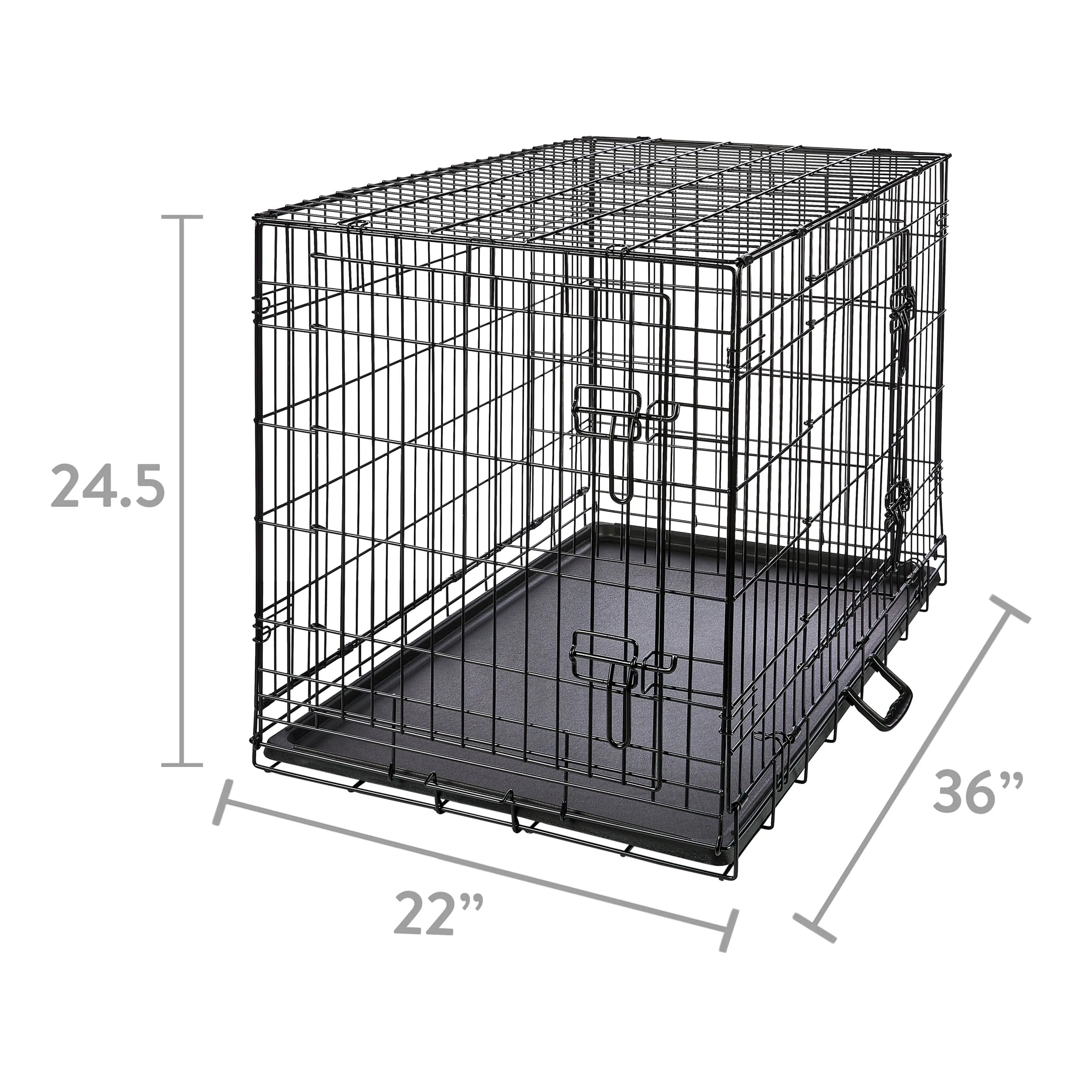 Vibrant Life Double Door Metal Wire Dog Crate with Leak-Proof Pan and Divider, 36 inch