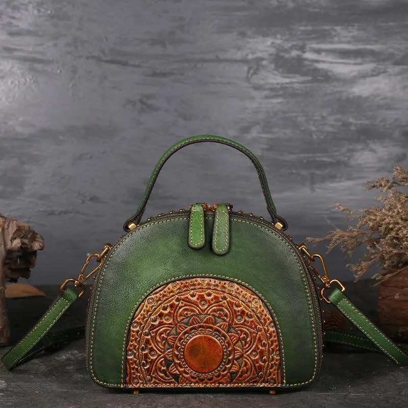 Vintage leather handbag multi-functional suede cowhide