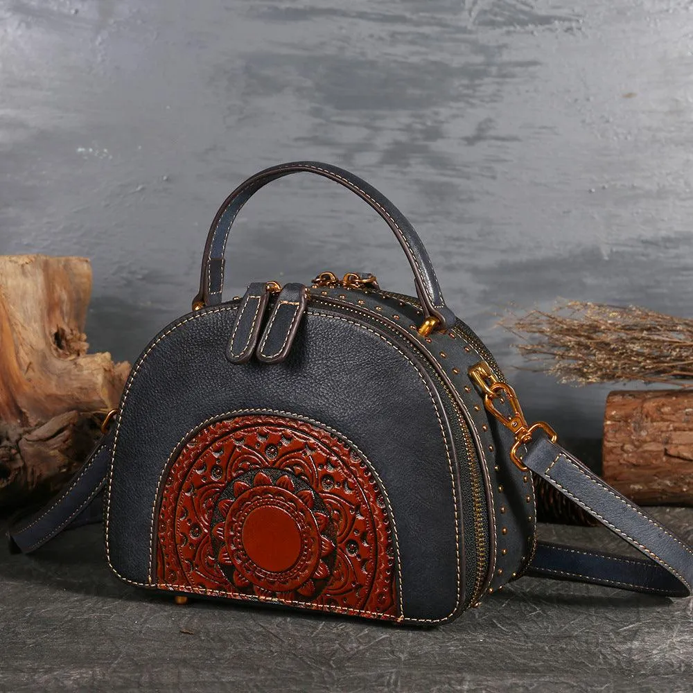 Vintage leather handbag multi-functional suede cowhide